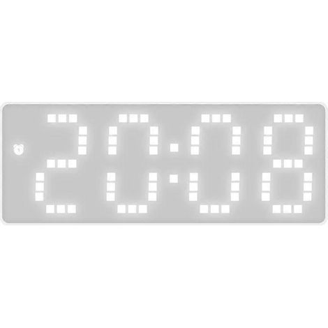 Réveil numérique à écran LED et commande vocale (blanc) (1/5)
