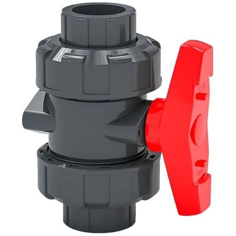 Vanne à double union, vanne à boisseau sphérique, vanne à boisseau sphérique SPH, vanne à boisseau sphérique en PVC de 50 mm de diamètre (1/3)