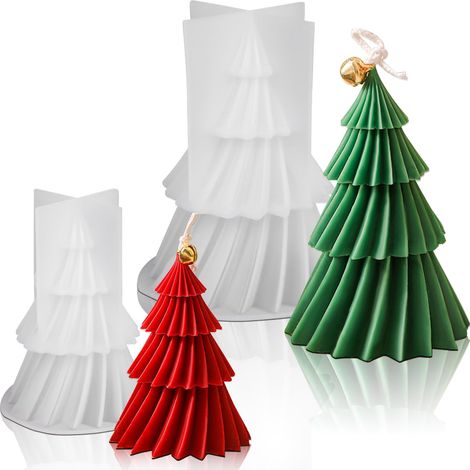 2 moules à bougies Noël, moule à bougies sapin de Noël, moules à bougies à couler, moules à bougies 3D en silicone pour bougies parfumées, ornements, cadeaux