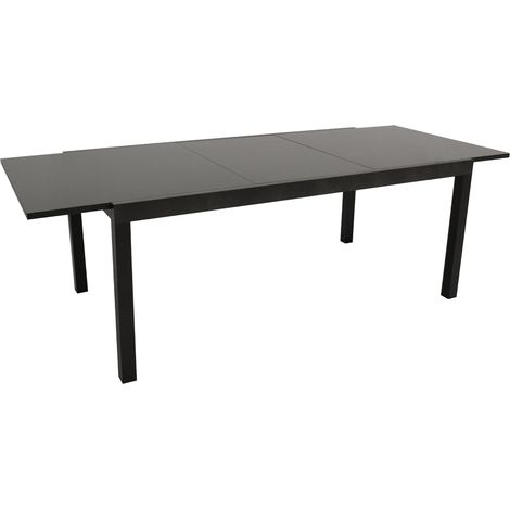 Ausziehtisch ELBA 200/300x110cm, Aluminium anthrazit + Glas schwarz (1/5)