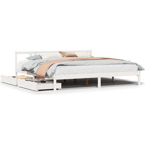 Maison Exclusive - Massivholzbett ohne Matratze Weiß 200x200 cm K (1/5)
