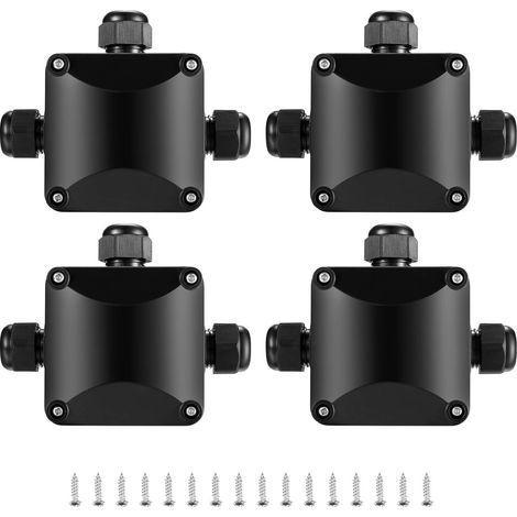 4 Pièces Boîte de Jonction IP68, Connecteur Étanche 3 Voies Connecteurs Boîtier Électrique Extérieur, Boite Raccord Electrique Etanche - Ø 5.5mm-10.2mm/Noir (1/5)