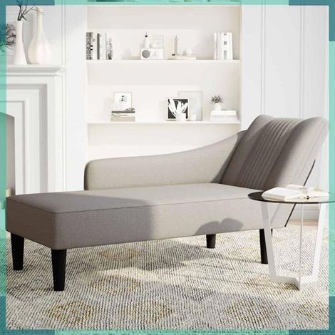 Fauteuil long avec accoudoir droit - 4009803 - Taupe - Tissu 100% polyester - 140 x 56 x 66 cm (1/5)