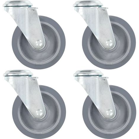 Roulettes pivotantes avec trou de boulon, lot de 4, 100 mm (1/5)