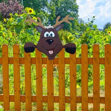 Holzzaun-Dekoration, langlebiges Ornament perfekt für Garten und Rasen, Weihnachtsdekoration für den Außenbereich (Elch)