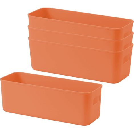 boîte de rangement plastique épaisse 4 pièces orange pp pour cuisine salle de bain bureau maquillage (1/5)