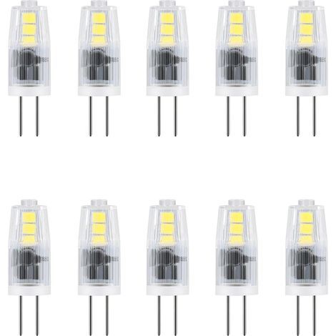 Lot de 10 ampoules LED G4 - 2 W - Pour lustres, salon, chambre, couloir - 12 V CA/CC - Blanc froid 6000 K - Économie d'énergie