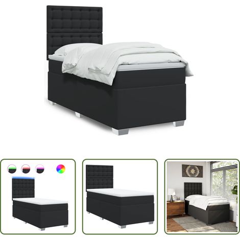 vidaXL Surmatelas - Sommier à lattes de lit avec matelas Noir 80x200cm Similicuir (1/5)