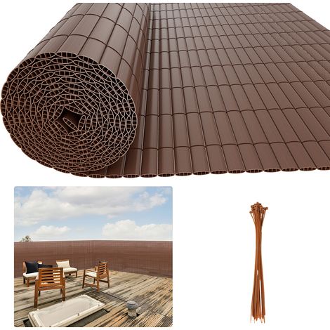 Randaco Canne in PVC per giardino, balcone e terrazza – Frangivista e frangivento, stabile e facile da tagliare Marrone 160 x 1000cm