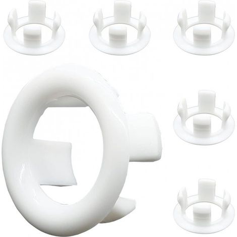 Set mit 6 universellen Überlaufringen für Waschbecken, runder Ersatzüberlaufdeckel für Waschbecken (weiß) (1/3)