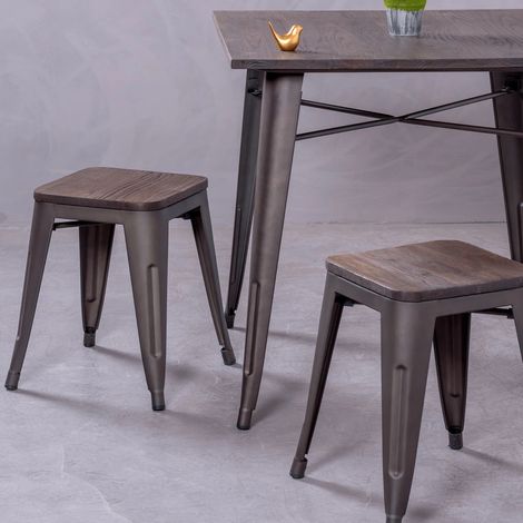 Nest Dream - Tabouret bas industriel en acier - Bistro - Antique