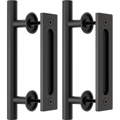 30 cm Schiebetürgriff-Set im Scheunentor-Stil, inklusive 2 flächenbündigem Fingergriff (1/5)