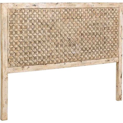 Cabecero de cama de madera artesanal beige 160x3x120h cm (1/5)