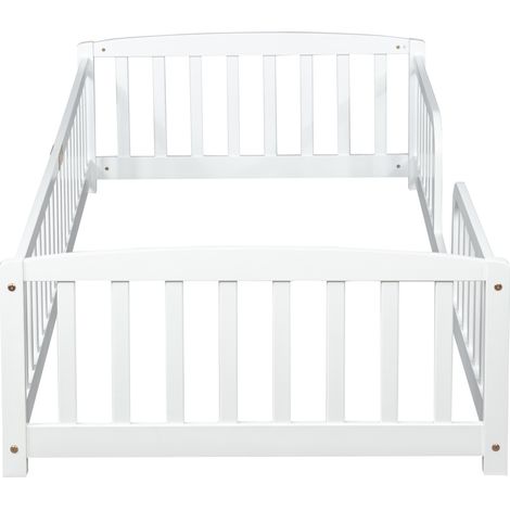 Letto a terra per bambino 90 x 200 cm con sponde di sicurezza in pino bianco (1/5)