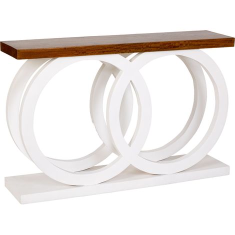 Recibidor de madera artesanal blanco 120x30x75h cm