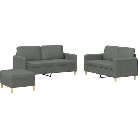 Maison Exclusive - Set di Divani 3 pz con Cuscini Grigio Scuro in Tessuto (1/5)