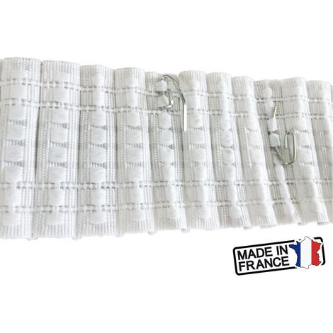Secodir – Ruflette multipoche 75 mm – Plis automatiques rapport 2 pour tissus lourds – 7 hauteurs de poches – 4 cordons de tirage