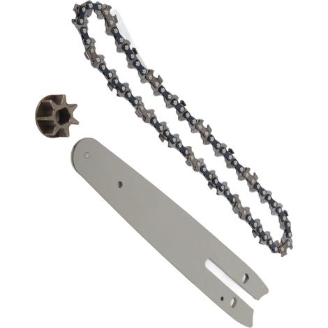 Juego de motosierra con piñón de acero de 186 mm, espada de 230 mm y cadena de 15 cm (6 pulgadas). Repuestos para minimotosierras eléctricas. (1/5)