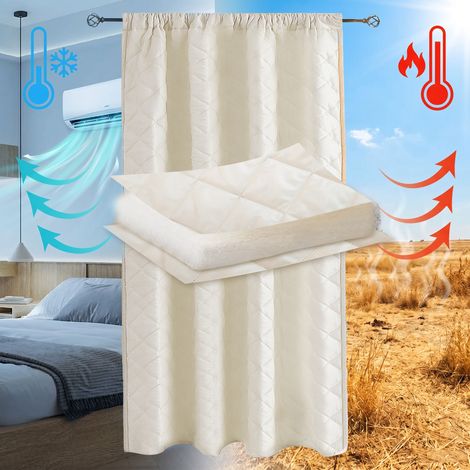 HEMVOR Rideaux doublure thermique matelassée 280 g/m² 140 x 175 cm, 1 panneau, rideau isolant 6 modes, Beige
