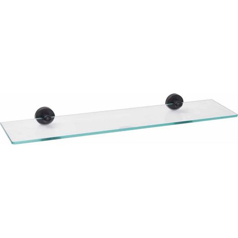Modern Round Black Matte Single Glass Shelf