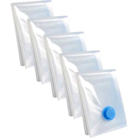 Lot de 5 Housses de rangement sous vide - Etanche - L 100 x 80 cm - Transparent - Plastique (1/5)