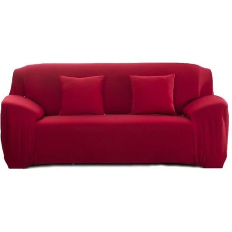 Housse extensible pour canapé 3 places 190–230 cm - Rouge, polyester/spandex, lavable (1/4)