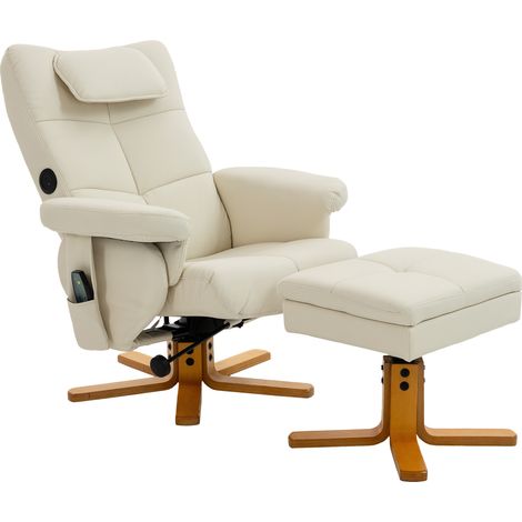 135° verstellbarer Massagesessel mit Fußstütze, Staufach und Fernbedienung