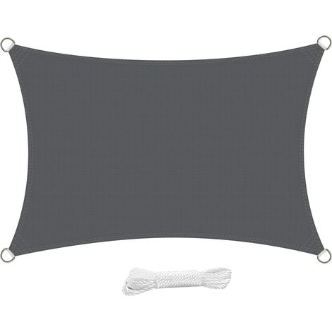swift Voile d'ombrage Rectangulaire 4x6 Mètre Voile Ombrage HDPE Respirant Anti UV 6x4 m pour Jardin Terrasse Patio, Anthracite