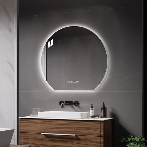Runder LED-Badezimmerspiegel 80cm mit Beleuchtung, 3 einstellbare Farben, Antibeschlag und korrosionsbeständig