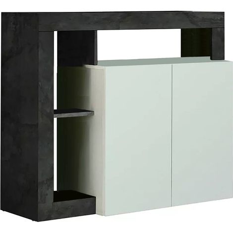 Credenza Atlantica, Madia 3 Ripiani, 5 Vani Made in Italy, 42x108x93h cm Bianco Lucido (1/4)