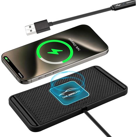 Induction Car Charger, 5/7.5/10W Wireless Charging Pad for Mobile Phone Headsets etc (USB 30cm) (1/5)