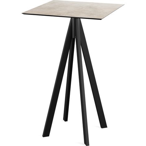 Infinity mange-debout avec piètement noir + plateau HPL Moonstone 70x70 cm - Feros (1/4)