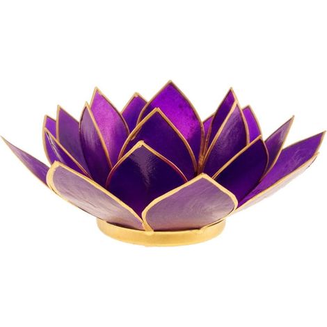 Porte bougie fleur de lotus violet et argent (1/2)