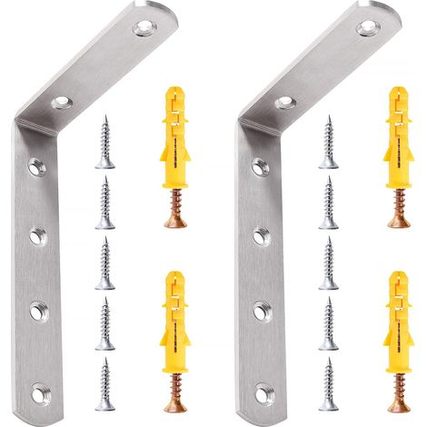 2 Pièces 100x150x25x4 mm Supports d'Étagère de L Équerre, Équerre de Coin en Acier Inox, Support de 90 Degrés, Support Charge Lourde, avec Vis, pour Étagère (1/5)