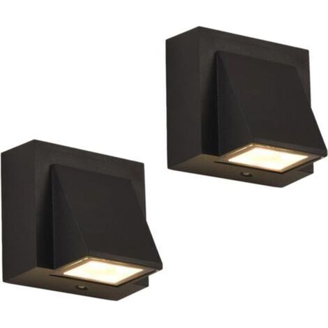 Tealight Outdoor Wall Sconce - 2 Pieces, IP65 Waterproof LED Wall Light, 5W 3000K Warm Light Square Aluminum Outdoor Sconce for Garden (1/5)
