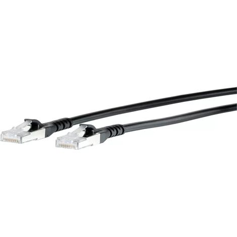 Metz Connect 1308451000-E RJ45 Patchkabel CAT 6a S/FTP 1.00 m Schwarz mit Rastnasenschutz 1 St. (1/2)