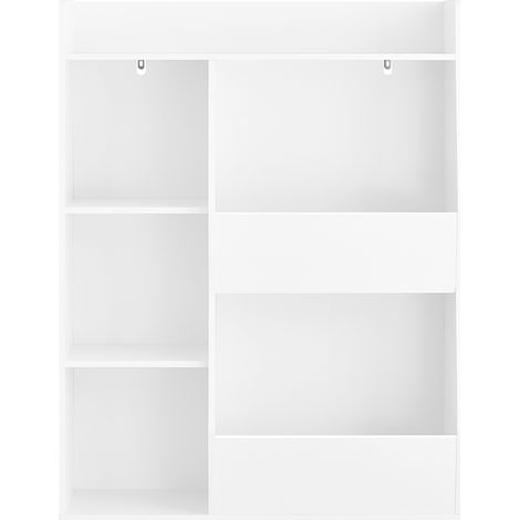 SoBuy Libreria Montessoriana per Bambini - Scaffale Portagiochi con 5 Scomparti Aperti - Libreria da Terra per Cameretta Bianco 80x34x104 cm KMB55-K-W