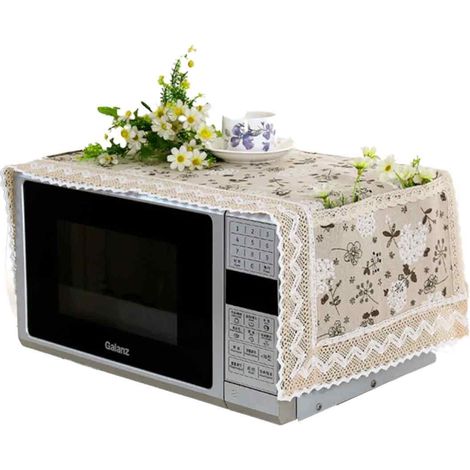 1 Housse four micro-ondes, coton lin résistant huile, poches rangement latérales, protection poussière cuisine (1/5)