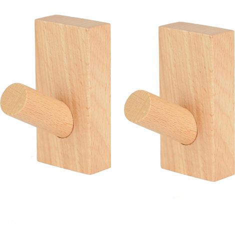 2 Pcs Crochet Porte Manteau Mural Bois, Patere Murale Bois, Patere Patère Porte Manteau Mural Bois Individuelle, Patere Bois (1/5)