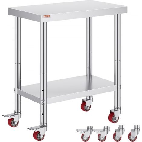 Table de Travail Cuisine 76x46x86 cm Table de Travail Inox avec (1/5)