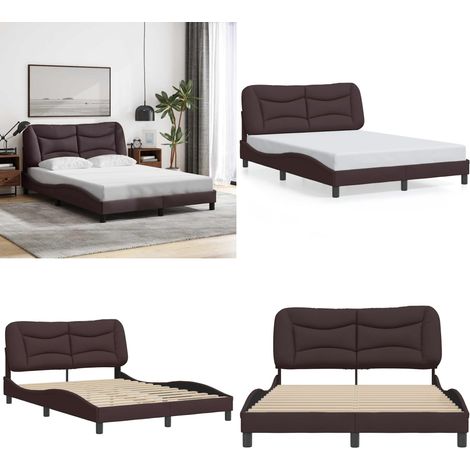 Bettgestell ohne Matratze Dunkelbraun 140x200 cm Stoff - Bettsofa - Doppelbett - Boxspringbetten - Lattenrost - Schlafzimmermöbel - Home & Living (1/5)