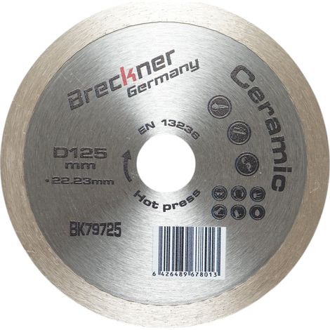 Disco diamantato continuo 125x22,23mm, segmento 8mm per piastrelle, piastrelle per pavimenti Breckner Germany (1/5)