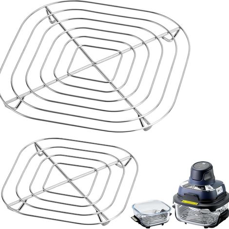 Lot de 2 supports pour friteuse à air Ninja Crispi FN101 et Ninja Crispi Pro Air Fryer AS101, accessoires de gril pour friteuse à air en acier inoxydable (1/5)