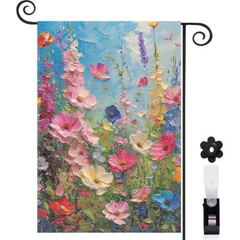 Drapeau de jardin Bienvenue en tissu résistant 30 x 45 cm décoratif et élégant mariage (1/5)