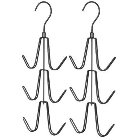 2PCS Cintres pour Sac à Main Placard, Accroche Sac à Main avec 6 Crochets, Porte-Sac Suspendu, Cintre Organisateur Armoire pour Sacs à Main, Foulard, Cravate, Ceinture (Noir) (1/5)