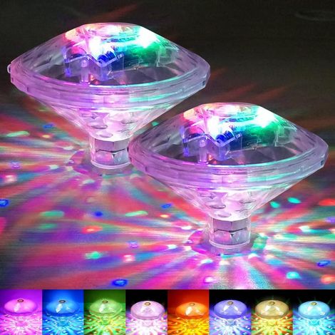 Lot de 2 lampes flottantes pour piscine, 8 modes d'éclairage LED, 1 lampe étanche et colorée pour spa, 1 lampe flottante à piles pour bassin, 1 éclairage disco pour le bain, piscine et spa (1/5)