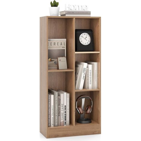 Costway – Bibliothèque étagère à 5 cases – Meuble de rangement autoportant en MDF – Dimensions 50x24x104 cm – Inclus 2 kits anti-basculement (1/5)