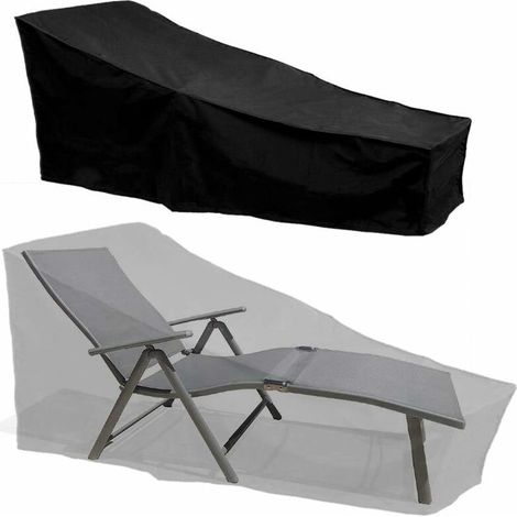 Couverture de Bain de Soleil Housse de Chaise Longue extérieur Imperméable, 210 75 80/40cm Noir (1/5)