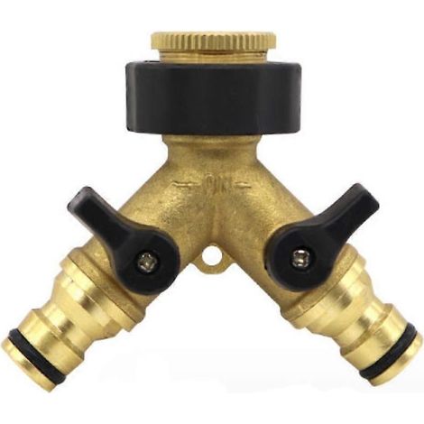Heavy Duty Solid Brass Garden Hose Splitter, Comfort Grip Handles for Effortless Use, Leak-Free Connection Ensures Efficiency, Adjustable Flow (1/5)