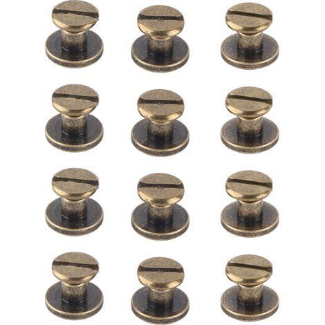 20 vis, écrous, clous et rivets à tête plate en cuivre et laiton avec capuchon en cuir (5 mm) (1/5)